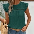 thumbnail image 4 of Women Summer Tops Womens Lace Short Sleeve Blouses V Neck T Shirt Dressy Casual Tops Workout Tee Womens Baseball Mom Women Pocket Short Ladies Work Blouse Long Neck Shirt Fall Set Tee Shirts Mint, 4 of 6