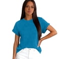 thumbnail image 6 of Lumtrix Womens Oversized T Shirts Summer Rolled Short Sleeve Tops Casual Loose Fit Basic Crew Neck Tees Royal Blue L, 6 of 6