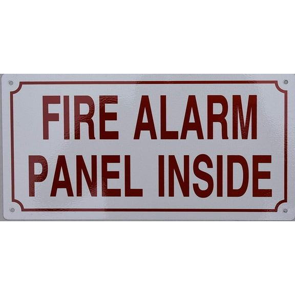FIRE Alarm Panel Inside Sign (Aluminium Reflective, White 6x12)
