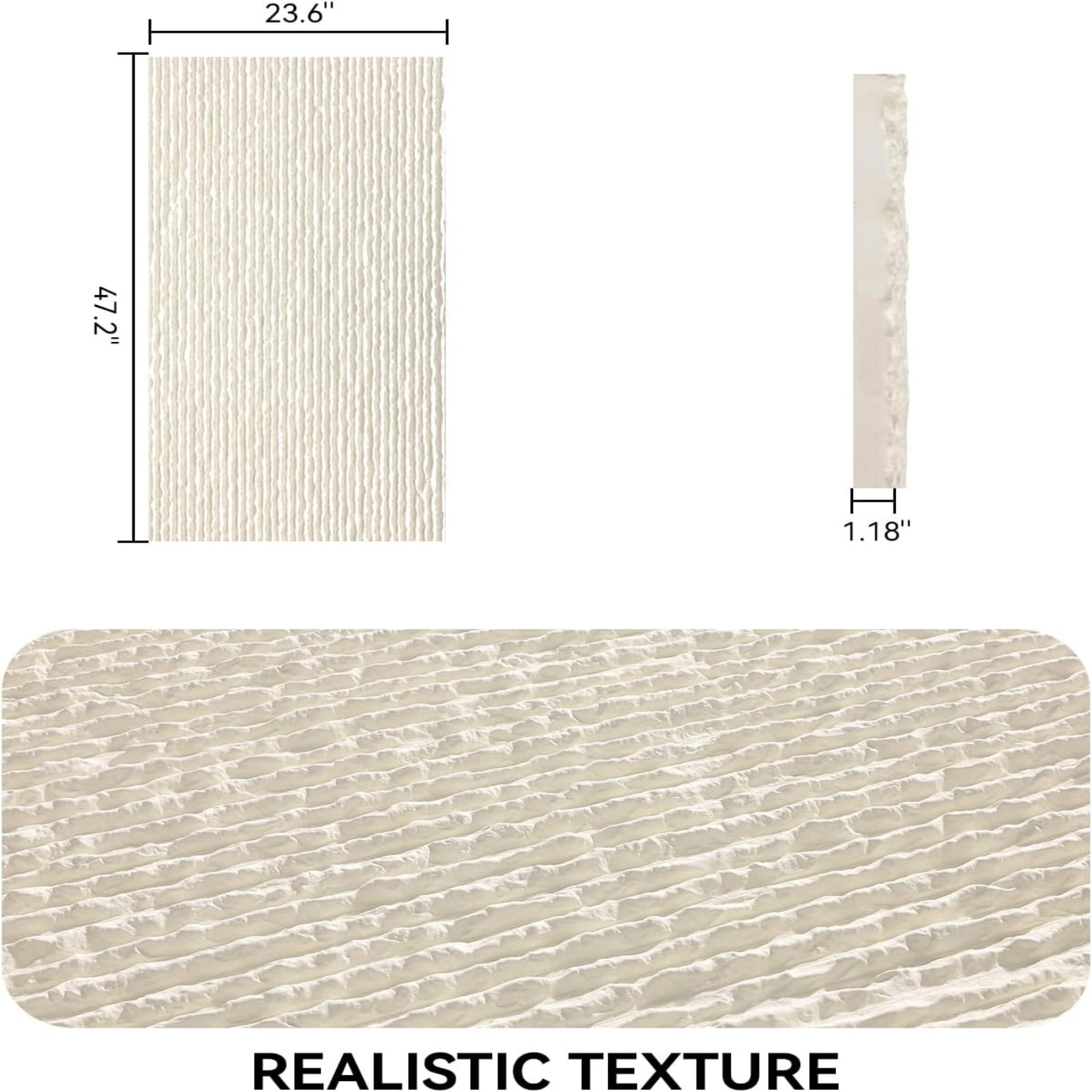 Mirrasia 4PCS 48"x 24" 3D Wall Decor Wall Panels Faux Stone Siding, Ivory White