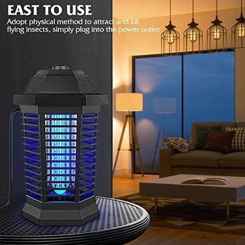 Bug Zapper Outdoor, Electric Mosquito Zapper, Fly Zapper Indoor Fly Traps, Mosquito Repellent Outdoor Patio and Backyard Covers 1/2 Acre, 3 Prong Plug, 4200V, ABS Fireproof Plastic Outer