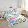 thumbnail image 3 of Erosebridal Hand Drawn Seashell Conch Bedding Full Comforter Set, Colorful Watercolor Splash Down Comforter, Reversible 3pcs, 3 of 8