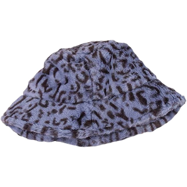LinYooLi Trendy Winter Unisex Bucket Hats Leopard Warm Soft Fluffy Fisherman Hat Travel Outdoor