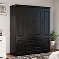 thumbnail image 2 of ModMakers 4-Door Wardrobe Armoire Closet with Hanging Rod, Modern Wood Wardrobe Storage Cabinet with Drawers, Black, 2 of 8