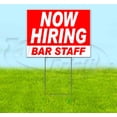 thumbnail image 1 of Now Hiring Bar Staff (18" x 24") Yard Sign, Includes Metal Step Stake, 1 of 6