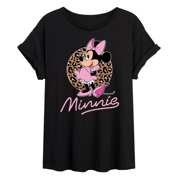 Mickey & Friends - Minnie Leopard Print - Women's Oversized T-Shirt