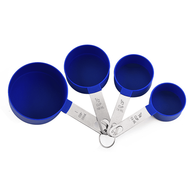 Tazas medidoras apilables con mango de acero inoxidable para medir ingredientes secos y líquidos