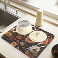 thumbnail image 2 of Yayeee Dish Drying Mat for Kitchen Counter 18" x 24" Microfiber Super Absorbent Coffee Decorative Pad, Dark Floral Pattern, 2 of 9