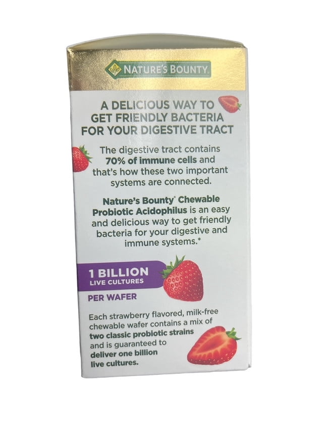 Nature’s Bounty Chewable Probiotic Acidophilus with 1 Billion Live Cultures, 60 Wafers