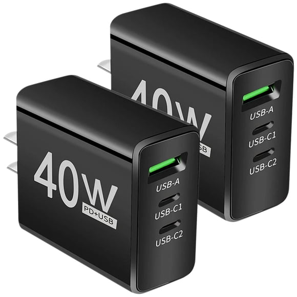 Cargador USB A HotShot DashBlack 2 Pzas 3 Puertos USB 5V 2.4A Max 40W 100-240V 50-60Hz Negro