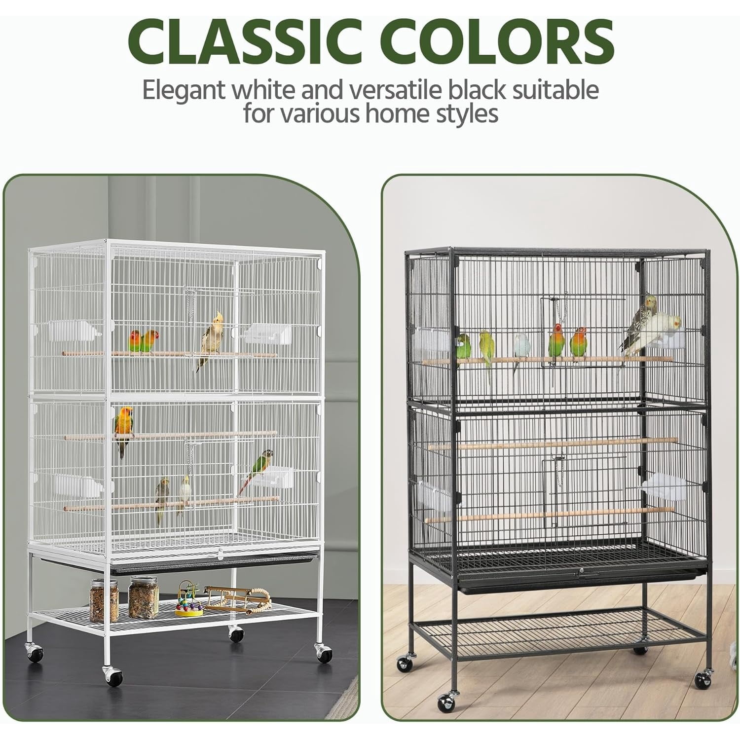 52inch Bird Cage Extra Large Parakeet Parrot Cage for Lovebird Cockatiel Conure Finch with Rolling Stand White