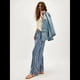 thumbnail image 5 of Pantalones de Rayas para Mujer, Cintura Alta, Pierna , Algodón y , Moda Playera, Cintura Elástica, Pantalones Casuales Sueltos. Azul S, 5 of 7