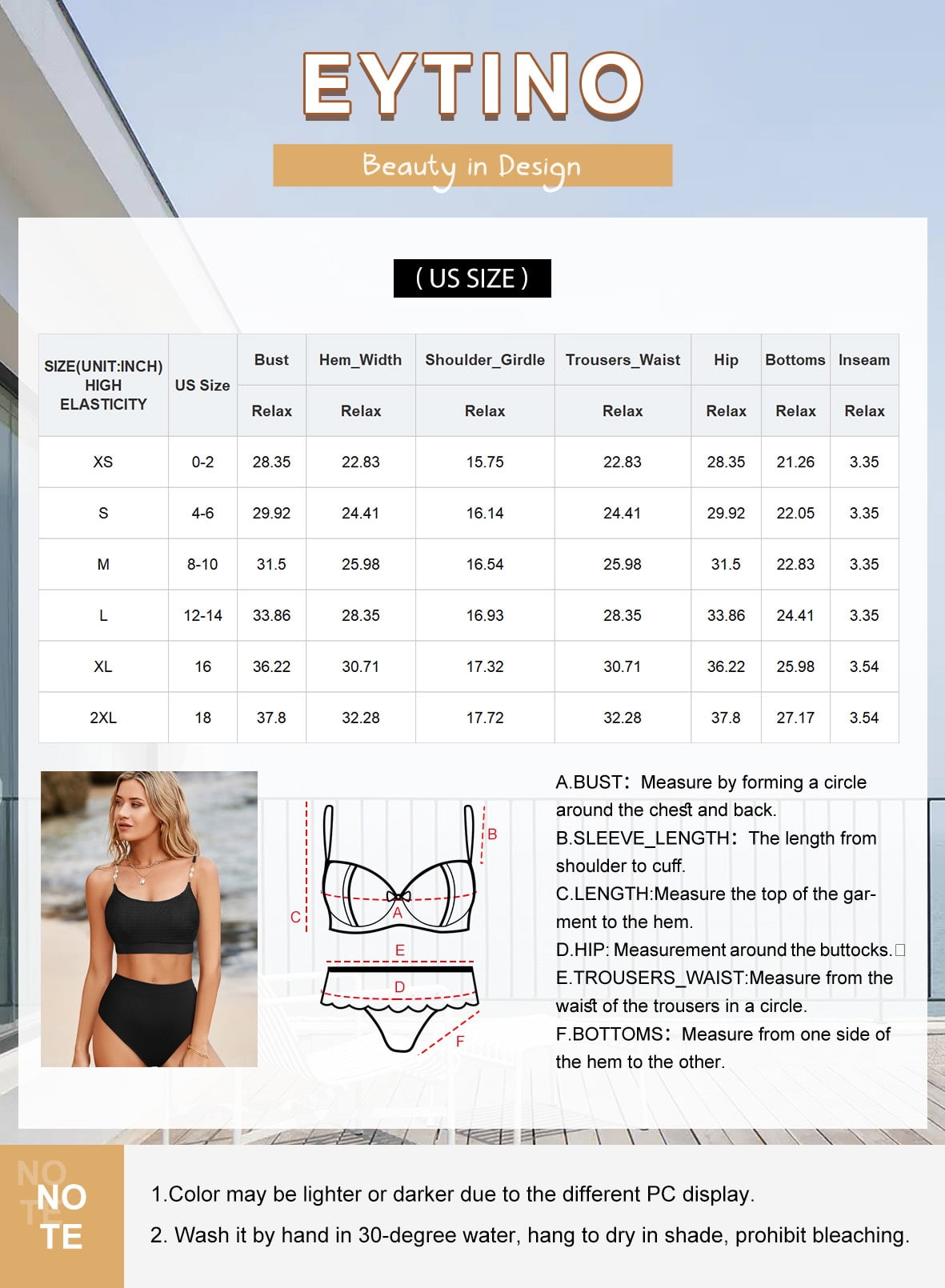 Eytino Women's Shirred Bikini Set, Navy Blue photo 7