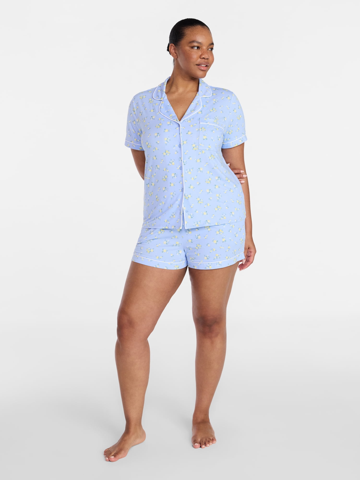 Joyspun Women’s Dreamy Soft Collection Bridal Knit Top and Shorts Pajama Set, 2-Piece, Sizes XS-3X