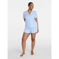thumbnail image 3 of Joyspun Women’s Dreamy Soft Collection Bridal Short Sleeve Knit Notch Collar Top and Shorts Pajama Set, 2-Piece, Sizes XS-3X, 3 of 6