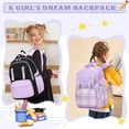 thumbnail image 2 of Mochila MUSEVOS Girls School de gran capacidad, 21 L, color negro y morado, 2 of 9