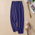 thumbnail image 3 of TRUBKH Cotton Linen Pants Ruffle High Waist Palazzo Pants Tall Sweatpants for Women Wide Leg Palazzo Pant Beach Baggy Trousers Boho Summer Pants Boho Yoga Trousers Linen Capri Pants Navy M, 3 of 8