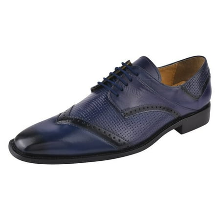 

LIBERTYZENO Mens Classic Derby Style Genuine Leather Lace Up Dress Shoes Navy
