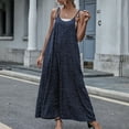 thumbnail image 2 of Women's Summer Oversize Jumpsuits Adjustable Spaghetti Strap Round Neck Casual Loose Boho Polka Dot Print Wide Leg Romper Navy,XL, 2 of 7