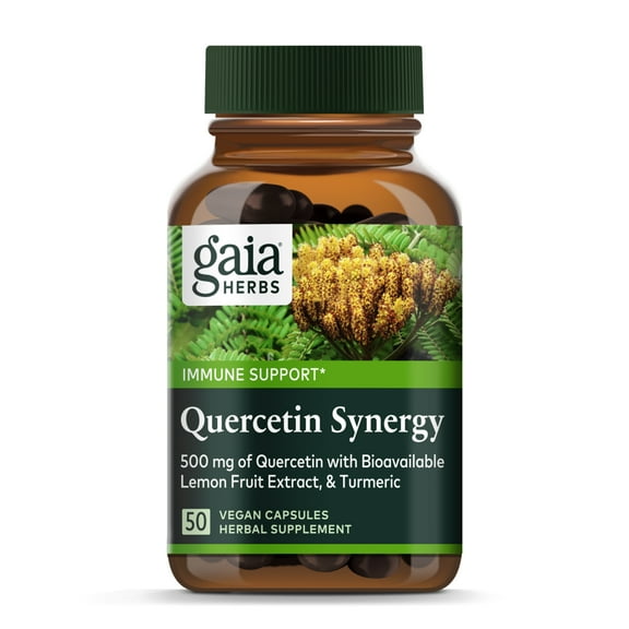 Gaia Herbs Quercetin Synergy - Supports Immunity - with Lemon Fruit Extract - 50 Vegan Capsules (50-Day Supply)