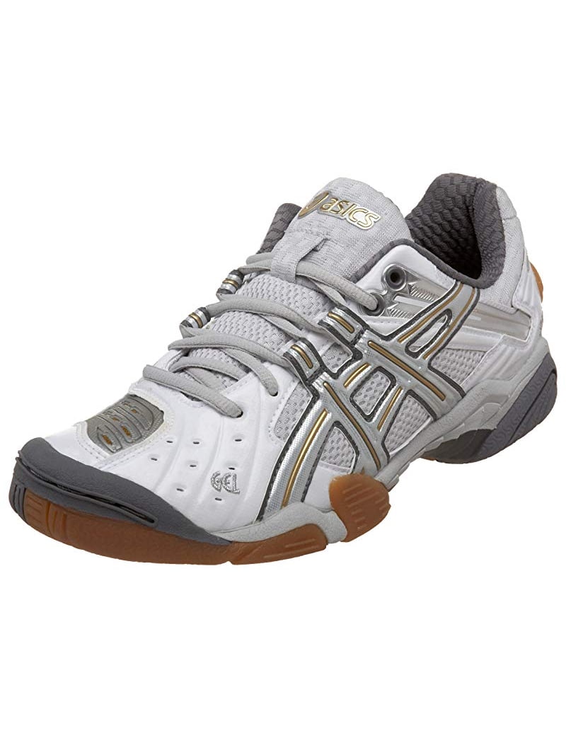 ASICS Women's Gel-Domain Court Shoe, White/Silver/Gold, 11 B(M) US -