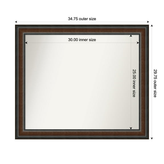 Amanti Art Custom Wall and Bathroom Mirror (29.75 x 34.75 in.), Cyprus Walnut Frame