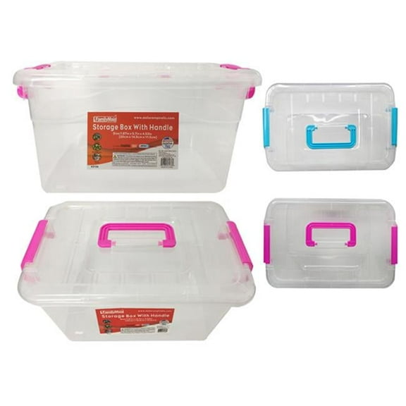 FamilyMaid 62136 Blue & Pink Storage Box with Handle, 7.75 x 5.75 x 4.5 in. - Pack of 72