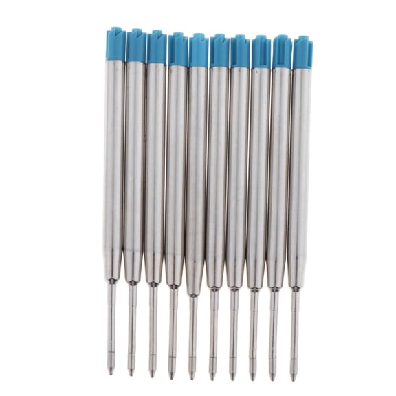10 Pieces Standard 3.8 "Medium Blue Ballpoint Pen Refill for Parker Style Ink