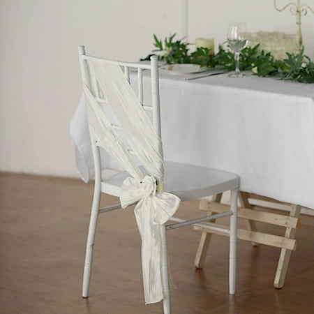 

BalsaCircle 5 Ivory Accordion Crinkle Taffeta Chair Sashes Wedding Party