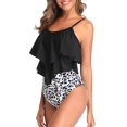 thumbnail image 4 of Ponceau Women's Tankini Swimsuits Two Piece High Waisted Bathing Suit for Women Best Tummy Control Swimwear Black Leopard XL, 4 of 5