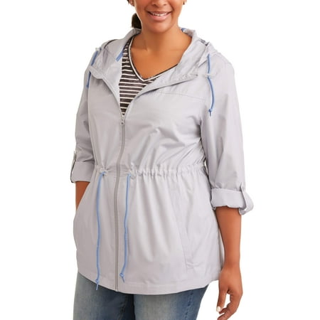 - WEATHER TAMER Women's Plus-Size Hooded Packable Anorak--Zips Up Into A Small Pouch