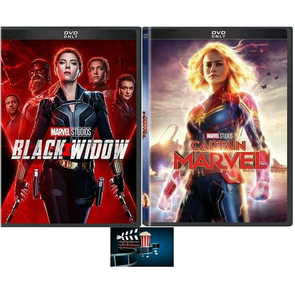 Marvel's BLACK WIDOW & CAPTAIN MARVEL 2 DVD Movie Set Includes Movie Take Art Card