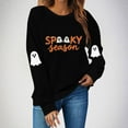 thumbnail image 6 of Womens Halloween Crewneck Sweatshirt Long Sleeve Loose Ghost Shirts Fashion Trendy Pullover Fall Clothes Black, M, 6 of 7