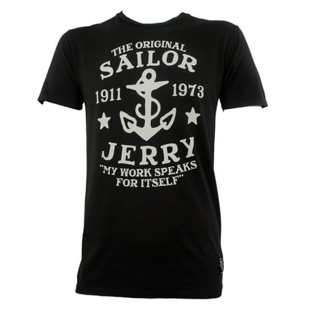 Sailor Jerry Tattoo Mens My Work Speaks Anchor Logo Slim Fit