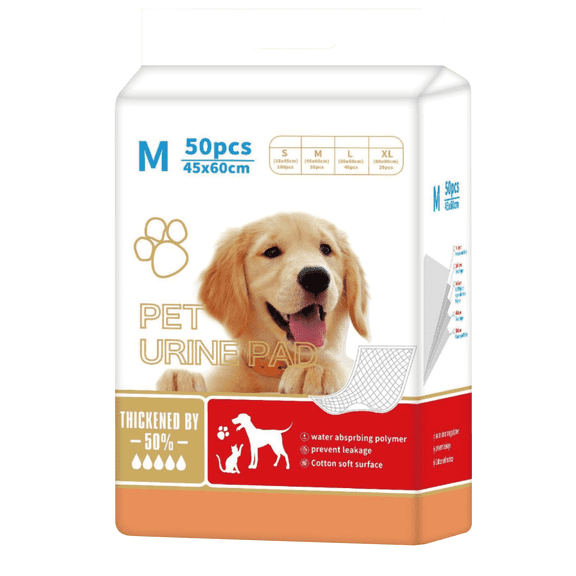 Puppy pads, extra large 6-layer super absorbent leak proof urine pad, leak proof activated carbon training pad, size M 17.71 "x 23.62" 50pcs