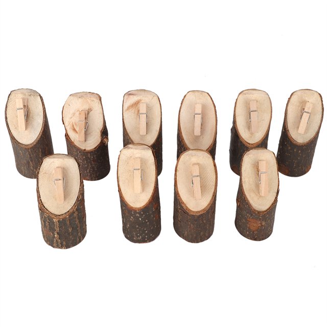 Soportes rústicos para tarjetas de lugar para eventos y decoración. Portanúmeros de mesa con diseño de tocón, juego de 10 piezas