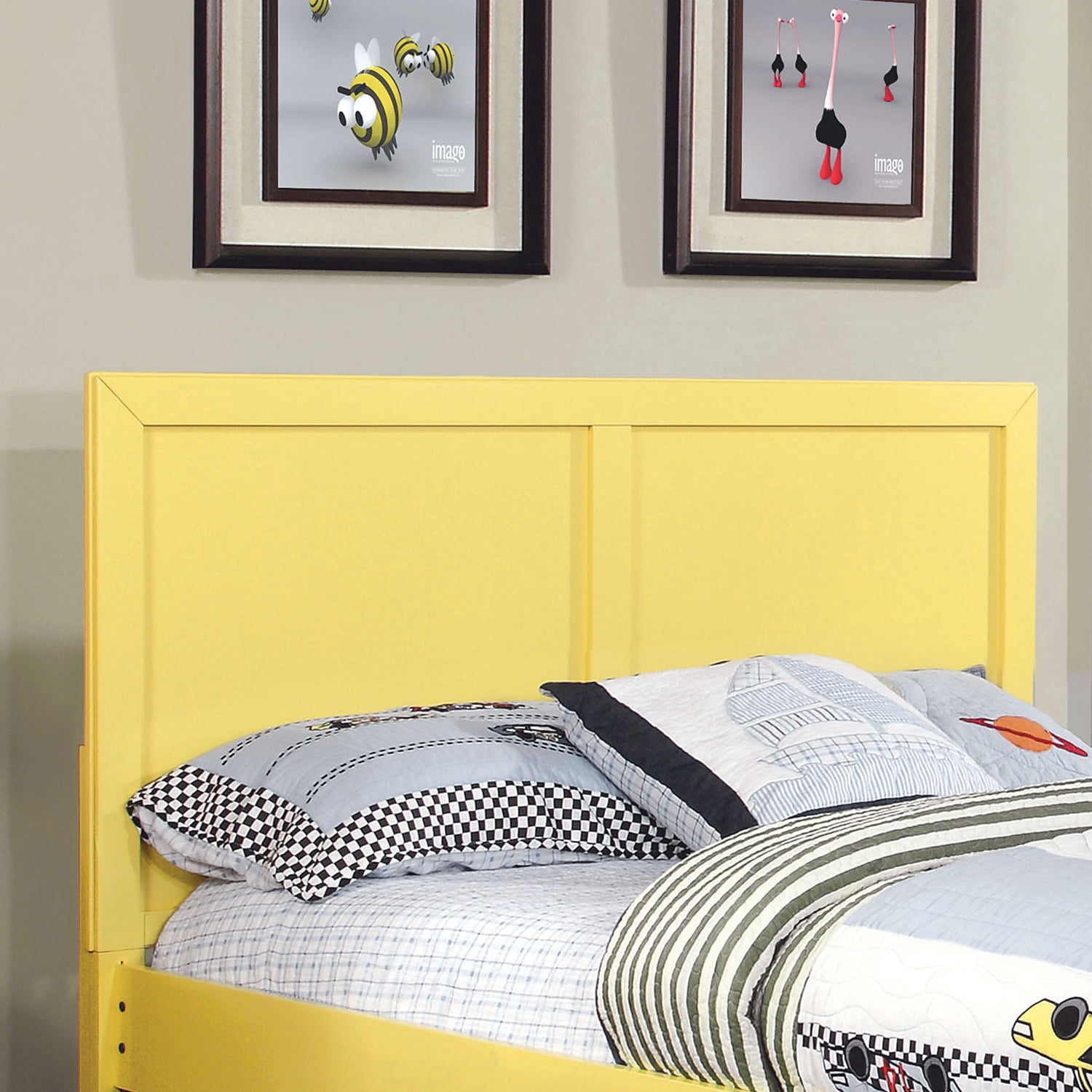 Furniture of America Lupin Wood Full-Queen Headboard in Lemon Yellow