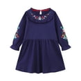 thumbnail image 2 of Antinious Girls Princess Dress Solid Embroidery Print Long Sleeve Dress,Toddler Girls Outer Dress,Kids Party Dress,Dark Blue,2 Years, 2 of 5