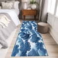 thumbnail image 5 of Ocean Waves Washable Runner Rugs 2'x6', Nautical Blue Sea Water Nature Scenery Low Pile Throw Entryway Rug Non-Slip Sturdy Edge Binding Carpet for Indoor Bedside Entrance Bedside, 5 of 9