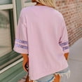 thumbnail image 5 of HOMBOM Womens Hoodless Sweatshirt Oversized Crew Neck Pink 3/4 Sleeve Graphic Tops for Women Fall, 5 of 7