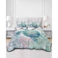 thumbnail image 2 of Quilts King Size Bedding Set, Teal Sea Turtle Lightweight Quilted Comforter, Summer Coastal Coral Ocean Grey Wooden Soft Reversible Bedspread Coverlet with Pillow Covers for All Season, 96" x 106", 2 of 7