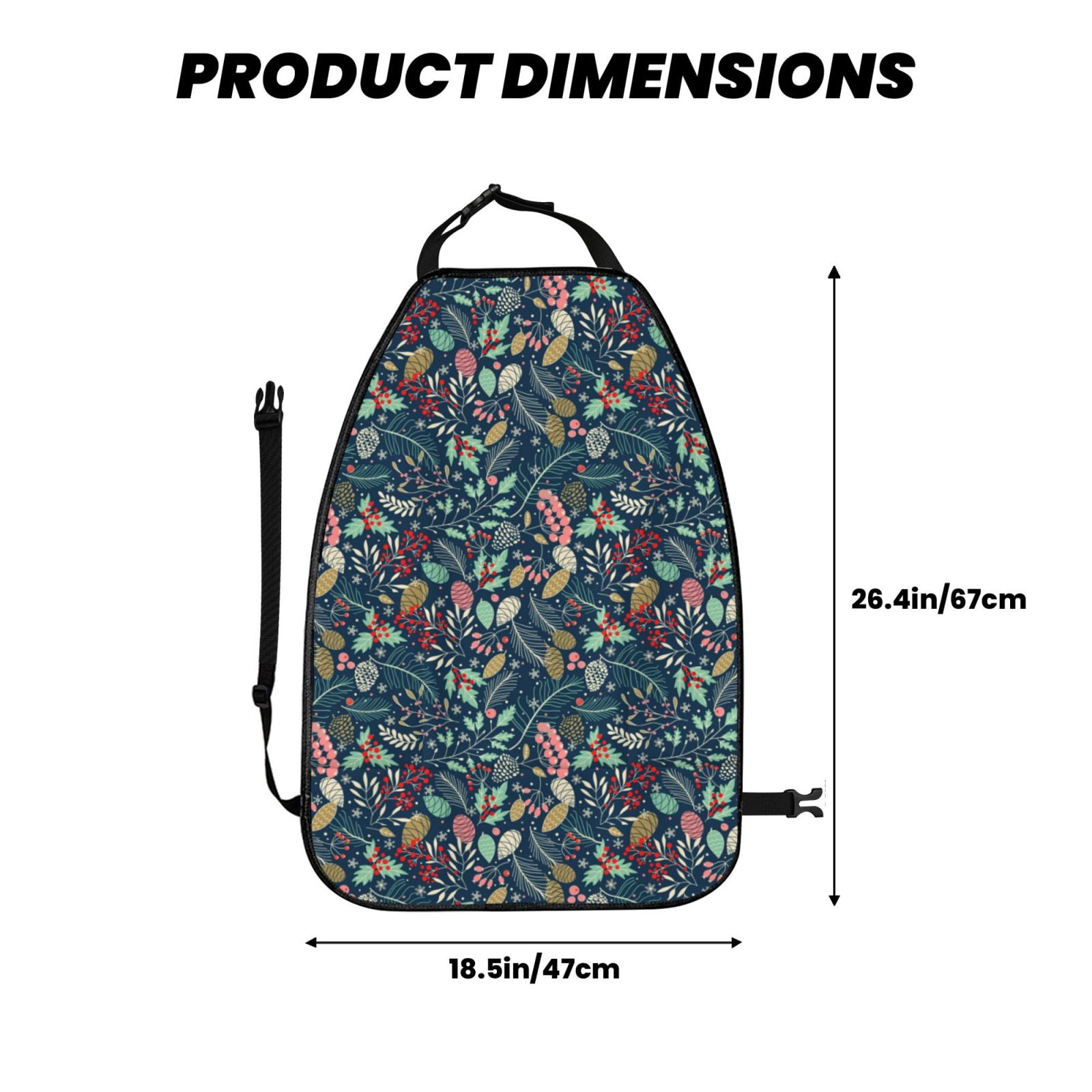 Kdxio berry Nuts Leaf Print 2 Pack Car Kick Mat Seat Cover Back Protector Mat with Pockets for Organizer Backseat Protector and Storage Anti Kick Pad for Vehicles