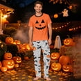 thumbnail image 2 of Family Pajamas Matching Sets - 2 piece Pumpkin Face Short Sleeve Top and Pants, Holiday Loungewear Outfit, Halloween Pajamas for Family for XL Pjs, 2 of 8