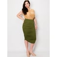 thumbnail image 5 of Made by Johnny Women's Slim fit Bodycon Party Club Night Out Elegant Ruched High Waist Long Pencil Skirt with Side Shirring XXL OLIVE, 5 of 6
