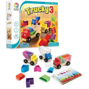 SmartGames Trucky 3 Wooden Skill-Building Puzzle Game Moving Trucks for Ages 3 