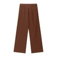 thumbnail image 6 of Tdoqot Girls Cotton Linen Pants- Wide Leg Elastic Waist Baggy Lightweight Kids Summer Pants Brown Size 4 Years, 6 of 7