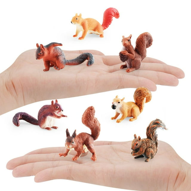 OUSITAID Figurine d'Écureuil Aspect Vif Texture Claire Rongeur Simulé Modèle Solide Ornement PVC Animal Sauvage Statue Bureau Ornement Modèle Cadeau
