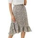 thumbnail image 1 of Falda vintage Allegra K con volantes en la cintura elástica floral para mujer Púrpura M, 1 of 6