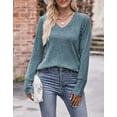 thumbnail image 5 of Lightweight Blouse For Women Solid V Neck Long Sleeve Fall Tops Fashion Ribbed Knit Shirts Cogild, 5 of 6