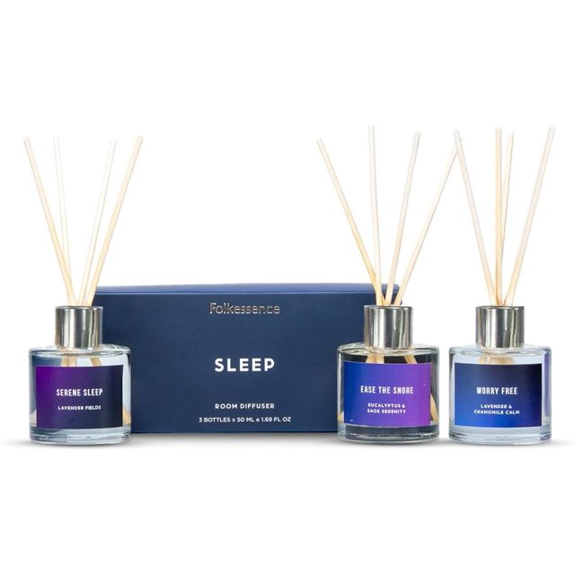 Folkulture Reed Diffuser or Aroma Diffusers | Set of 3 (50 ml) Oil Diffuser for Home or Bathroom Accessories Set | Aromatherapy Diffuser with Sticks | Oil Diifusers with Diffuser Sticks | (Sleep)